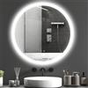 kleankin Specchio Bagno Rotondo con Luce LED Ø70cm, 3 Colori Luce, 3000-6500K, Interruttori Touch, Specchio da Parete Antideflagrante con Luminosità Regolabile, Funzione Memoria, Antiappannamento
