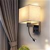 ZMH applique da parete interni applique led - Applique da comodino bianco lampada a muro in ferro e acciaio inox portalampada e27 lampade da lettura per camera da letto