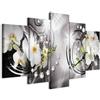 B&D XXL - Quadro 200x100 cm 5 Pezzi - Stampa su Tela Canvas con Struttura - Quadri Componibili Moderni Soggiorno Grandi - Murale Arte Decorazioni da Parete Decori - Fiori Perle Diamant b-A-0257-b-p