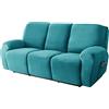 WJHDWYD Copripoltrona Relax Elasticizzato per 1 2 3 Posti, Morbido Velluto Fodera per Poltrona Reclinabile Copridivano Sofa Protettore Fodera per Divano Antiscivolo(Verde Acqua,3pcs)