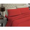 BANZAII TEXTILE INNOVATOR ONLINE Banzaii Completo Lenzuolo Francese, Rosso 100% Microfibra Made in Italy, Lenzuolo Sopra 200 x 290 cm, Lenzuolo Sotto 130/140 x 190/200 x 25 cm, 2 Federe 52 x 82 cm
