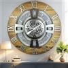 ImprovingLife The Gears Clock - Orologio da parete con vero meccanismo di movimento, linea inglese (legno e pietra, 90 cm)