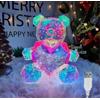 Partenopea Orsetto Luminoso Effetto 3D Multicolore con Cuore Rosso, Orso LED Decorativo con Scatola Regalo, Idea Romantica per San Valentino, Compleanni, Anniversari, Natale e Occasioni Speciali (18 cm)