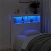 Homgoday Testiera con Contenitore a LED Bianca 100x17x102 cm, Testiere Letto, Testiera del Letto Matrimoniale, Schienale per Letto E Divano