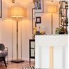 hofstein Bassagoda, lampada da terra in legno/tessuto, colore naturale/nero/beige, stile boho, design scandinavo (diametro 40 cm), altezza 169,5 cm