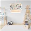 lux.pro Lampada a Sospensione per Cameretta Lampadario per Bambini Lampada da Soffitto con Doppio Paralume Cilindrico Decorato con Koala - Bianco