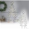ECD Germany Albero di Natale Luminoso con 90 LED Altezza 87 cm di Metallo PVC Luce Bianco Caldo Funzione Timer 6 Ore Funzionamento a Batterie IP44 Decorazione Natalizia da Giardino Interno/Esterno