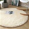 Generico Tappeto Rotondo 200 Cm 160 120 80 140 100 Cm, Tappeti da Soggiorno a Pelo Lungo, Soffice E Morbido Tappeto Antiscivolo per Camera da Letto, Tappeto da Letto a Pelo Lungo,Beige,160cm