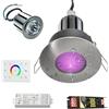 Planetitaly KIT 2 faretti LED 24W incasso box doccia sensoriale bagno turco IP65 cromoterapia luce RGB RGBW 24V centralina smart pannello touch Dimmerabile giochi luce colori scenari RGB+3000K (spazzolato)