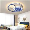 SAIVITT Moderna Cartoon Plafoniera Nave pirata Dimmerabile LED Lampada da Camera per Bambini con Telecomando, Lampada da Soffitto a LED Rotonda Blu Creativo lampadario per Cameretta ragazzo decorativa (Ø40cm)