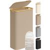 SONGMICS Cesto Portabiancheria con Coperchio, Cesta per Bucato, 65L, Salvaspazio, Sacco Rimovibile, Tessuto Oxford, Manici di Bambù, Pieghevole, 42 x 22,5 x 70,5 cm, Marrone Cammello LCB506N02