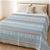 HomeLife Copriletto una Piazza e Mezzo Estivo in Cotone Piquet 100% Made In Italy - Fresca Coperta Estiva, Leggera e Traspirante per l'Estate con Elegante Fantasia Tribale - Azzurro, 220x280
