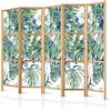 decomonkey Paravento Decorativo 225x172 cm - Motivo floreale astratto, divisorio per ambienti in legno massiccio, parete pieghevole per salotto e camera, stile zen moderno - 5 pannelli