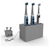 artnira Portaspazzolino con gestione dei cavi per spazzolini elettrici, cavo nascosto di caricabatterie, 18,3 x 9,3 x 11,5 cm, montaggio a parete o autoportante (grigio scuro, 3 scomparti)