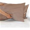 IlGruppone Coppia federe per Cuscino guanciale Letto 100% Cotone Made in Italy con Patella Interna - Terra - 52x80 cm