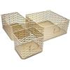 Box and beyond - Set di 3 cestini portaoggetti - 32 x 32 x 14 cm - Metallo dorato - Motivo cannage - Organizzazione, decorazione - Cucina, soggiorno, bagno, salone, camera - Stile moderno e chic