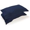 PARAMAISON Coppia Federe Cuscino Letto con Volant, Morbide Traspiranti, Set 2 Copricuscini Cotone 100% a Sacchetto, Tinta Unita | 52x82 cm Blu