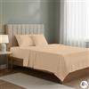 HABITA 33 HOME Lenzuola letto francese - Set completo lenzuola una piazza e mezza Sopra, Sotto con Angoli e Federe - Lenzuola matrimoniali cotone blend Anallergico e Antiacaro Made in Italy (Beige, FRANCESE)