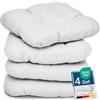 Beautissu Lisa Set di 4 Cuscini da Sedia - 40x40x8 cm - Cuscino di Seduta per sedie di Casa e Giardino, Imbottitura Comoda e Spessa - Bianco