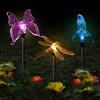 SYWAN Luci da giardino a energia solare, confezione da 3 luci da giardino a energia solare, multicolore che cambiano colore, illuminazione decorativa paesaggistica, colibrì farfalla libellula