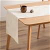 GAMUSI Runner da tavolo Natale Jacquard filo dorato tavolo da pranzo cucina decorazione natalizia 45 x 135 cm colore ecru