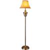 lux.pro Lampada da Terra Piantana Classica Alta 157 cm Lampada a Stelo in Ottone con Paralume in Tessuto a Forma di Cono - Beige/Marrone