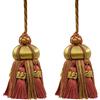 DÉCOPRO Elegante nappa per chiavi, realizzata a mano, 10 cm (4), anello da 8,5 cm (3 1/2), accentata con nappe a corona (stile # KTAX4) dorato, beige rosso, #LX07 (rosso ruggine, oro beige, rosso