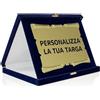 ATS Incisione Targhe & Timbri Targa Personalizzata con Astuccio in Velluto - Regalo per Premi, Laurea, Matrimonio - Made in Italy (Blu - Targa Pergamena Oro (26×21 cm))
