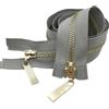 ZacLAy Cerniera Con Denti In Metallo Oro Chiaro Con Doppio Cursore Da 80/100/120Cm, Grigio, 5#, 120cm