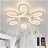 GWYAJTU Silenzioso Lampadario Ventilatore Moderno Dimmerabile Ventola Soffitto Con Luce Reversibile 6 Velocità Plafoniera Con Ventilatore E Telecomando App Per Camere Da Letto E Soggiorni, Bianco