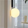LIGINOK Moderna applique da parete in sfera bianca lucida E27 lampada da parete interna in vetro 12 cm, illuminazione da comodino retrò 5 W, lampada da parete per soggiorno, camera da letto, corridoio
