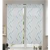 Tata Home Coppia Tende per Interni a Vetro Finestra Semitrasparenti Bianche Tende Cucina Bagno Camera Ricamate Fantasia Moderne Eleganti Con Ricamo Misura 60x150 cm Mod. MADRID Colore Verde Salvia