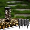RexTech Set di 4 luci a LED a energia solare, luce bianca calda, 3000 K, IP44, impermeabili, colore nero, moderne, 12 lumen, a energia solare