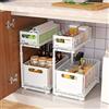 LANTUS Armadietto sotto lavello organizer scorrevole, cestelli scorrevoli, impilabili, ripiani per armadio, mobile cucina, bagno, 26,5 x 38 x 48,5 cm, forma L (bianco)