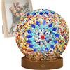 Generico Luce notturna in vetro, Luce notturna LED,Lampada da scrivania in mosaico di vetro colorato - Lampada da comodino vintage barocca, lampada da tavolo alimentata tramite USB, luce d'atmosfera per la c