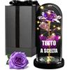 Maverton Rosa Stabilizzata con LED Personalizzata - Rosa Eterna nella Cupola di Vetro - Regalo Donna Compleanno Mamma Nonna Fidanzata Maestra - Regalo Anniversario Matrimonio