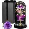 Maverton Rosa Stabilizzata con LED Personalizzata - Rosa Eterna nella Cupola di Vetro - Regalo Fidanzato Fidanzata Coppia - Regalo Anniversario Matrimonio Personalizzato con Dedica Incisa
