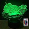 SUPERHONGJIHAO Luce notturna per bambini 3D Moto Led Lampada con Telecomando 16 Cambiare Colore Regalo di Compleanno di Natale per il Bambino