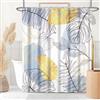 Uiiooazy Tenda Doccia Antimuffa, Uiiooazy Tenda da Doccia 180x180cm Blu Ciel Boho Chic Tropicale Astratta Foglie di Palma Giungla Tende da Bagno Tessuto Lavabile Impermeabile Tende Vasca da Bagno con 12 Anelli