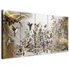 murando - Quadro Moderno Astratto Stile Klimt 200x80 cm 5 Pezzi Pannelli Decorativi per Pareti - Quadri Moderni Soggiorno e Cameretta - Stampa su Tela - Albero Colibrì e Farfalle Glam Oro l-C-0008-b-n