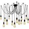 EFPD Lampadario Spider Classic moderno, 14 luci in bianco, fai da te secondo la tua immaginazione, fornito con 2 metri di cavo ciascuno