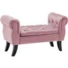 IlGruppone Divanetto in Velluto Panca Contenitore Pouf PortaOggetti Panca Sgabello A Pie di Letto Cassapanca Ingresso Legno Massello Panchina - RosaAntico