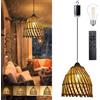 wgzixezn Lampadario Da Esterno A Batteria Lampadario A Sospensione A Batteria Con Telecomando, Lampadario Rattan Da Esterno Luminosità Regolabile Timer Lampadario Da Esterno Per Gazebo