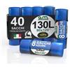 G.M. DISTRIBUZIONE GM 40 Sacchi Azzurri Grandi Resistenti 90x120 cm Plastica HDPE, 130 litri, Sacchetti Differenziata, Sacchi spazzatura, Buste Spazzatura, Sacchi condominiali, 5 Rotoli da 8 Buste Immondizia