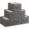 WOLTU Set di 6 Scatole Portaoggetti Pieghevoli, Contenitori in Tessuto con Manici, per Vestiti e Giocattoli, Grigio, 37,5x20x26cm