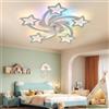 DJChen RGB Plafoniera con Ventilatore da Soffitto, Reversibile 6 Velocità Pale da Soffitto con Luce, Dimmerabile con Timer, Ventilatore da Soffitto con Luce e Telecomando Silenzioso, Camera da Letto Bambini