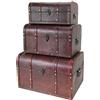 HMF Scrigno del tesoro in legno, grande cassa del tesoro con chiusura metallica vintage per compleanno bambini, Matrimonio o anniversario | set da 3, 30 + 35 x 40 cm | Portogallo