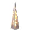 Spetebo Piramide con stelle rotanti, con 20 LED, luce bianca calda, decorazione a forma di stella da 60 cm, cono di lucea effetto olografico
