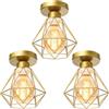 TOKIUS 3 pezzi Plafoniera E27 Vintage Lampadario da soffitto Industriel Design Lampadario a sospensione Metallo Gabbia Ø160mm Per Salotto Cucina Camera
