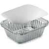 Generico 50/100 Vaschette in Alluminio bordo L VARIE DIMENSIONI Rettangolari + COPERCHI Argentate contenitori per Alimenti USA e Getta, teglie in Alluminio per Takeaway (100pz 1 porzione 14,4x12cm)